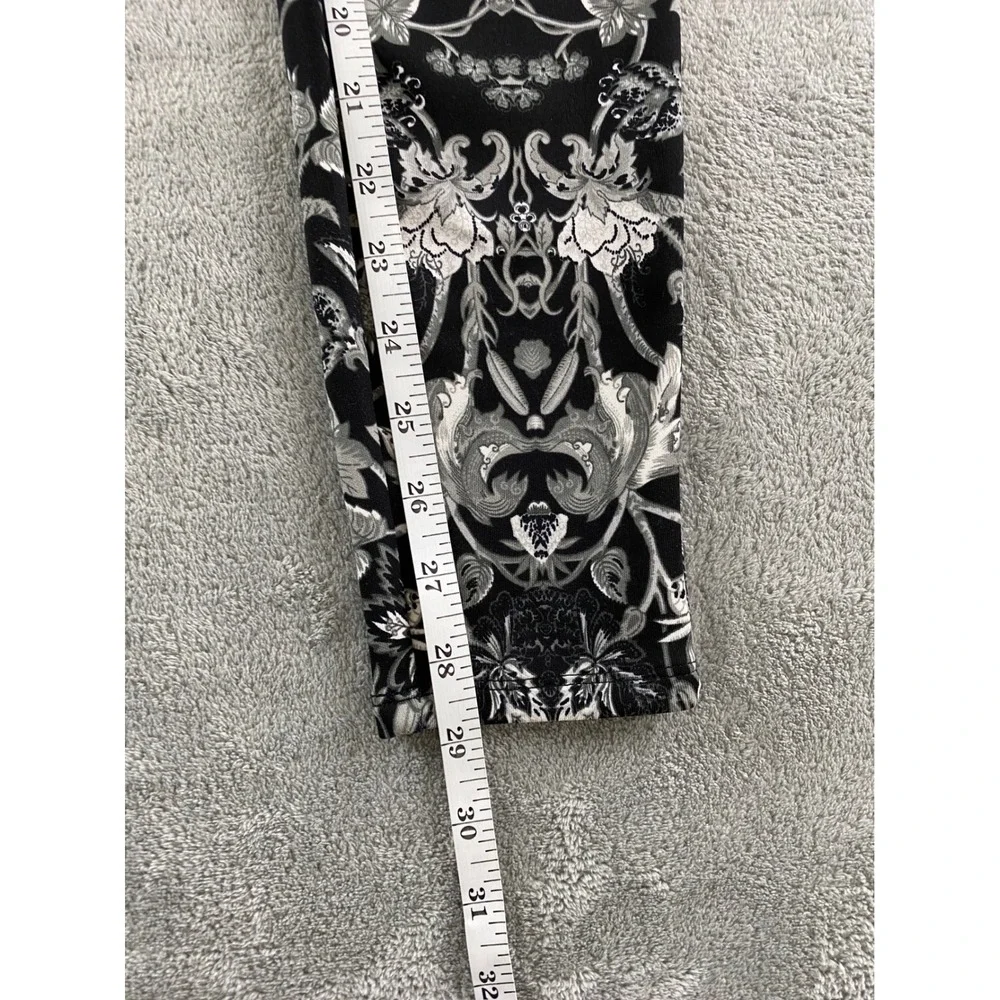 Bisou Bisou Michele Bohbot Womens Black White Damask Floral Leggings Size S Slim